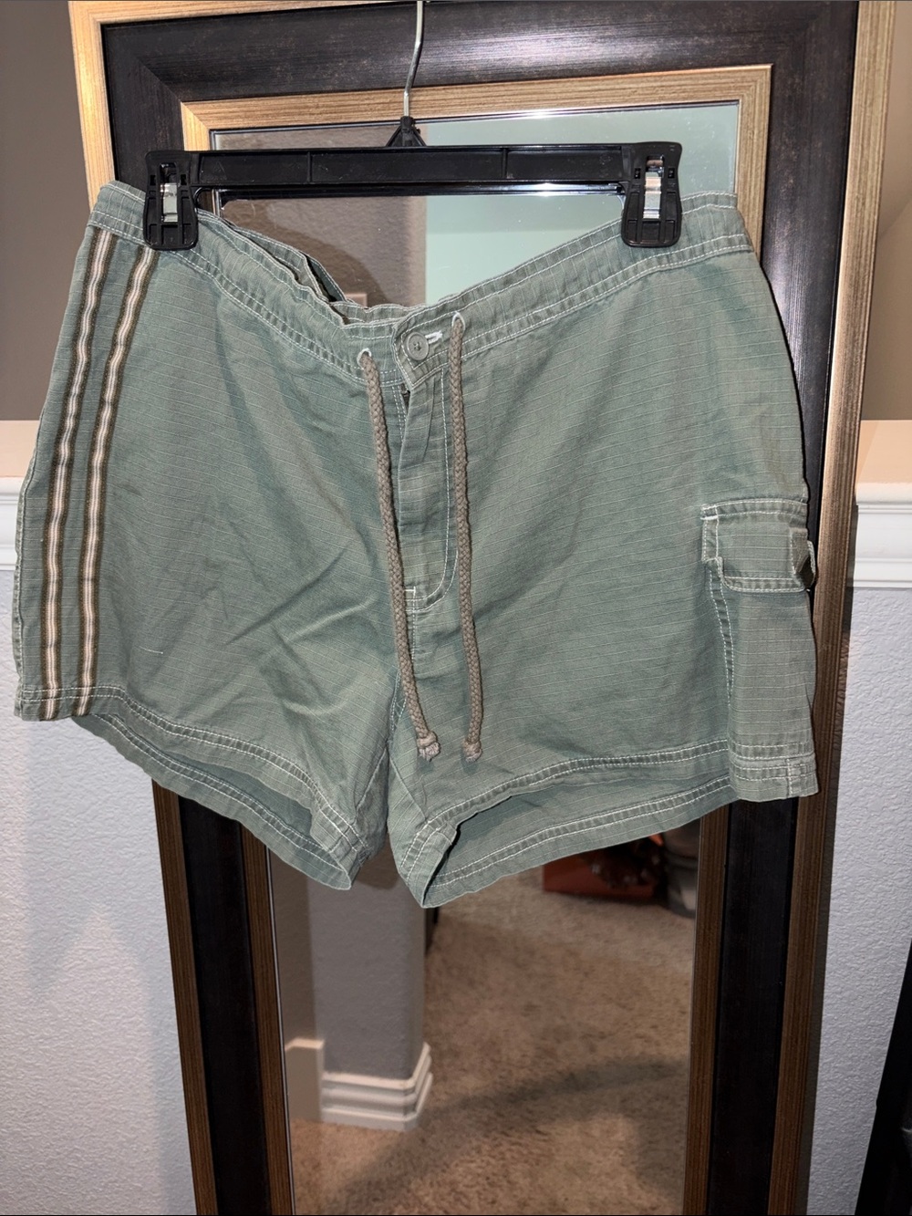Old Navy Sage Green Drawcord Cargo Shorts with Side Stripe